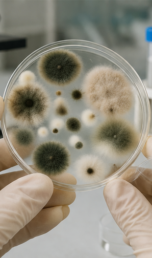 Collecting surface samples during mold testing.